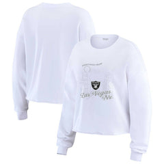 Las Vegas Raiders WEAR by Erin Andrews Women's Postcard Cropped Long Sleeve Top - White - NFL