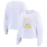Los Angeles Chargers WEAR by Erin Andrews Women's Postcard Cropped Long Sleeve Top - White - NFL