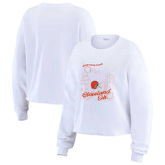 Cleveland Browns WEAR by Erin Andrews Women's Postcard Cropped Long Sleeve Top - White - NFL