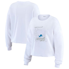 Detroit Lions WEAR by Erin Andrews Women's Postcard Cropped Long Sleeve Top - White - NFL