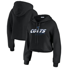 Indianapolis Colts WEAR by Erin Andrews Women's Prime Cropped Pullover Hoodie - Black - NFL