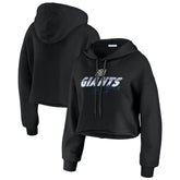 New York Giants WEAR by Erin Andrews Women's Prime Cropped Pullover Hoodie - Black - NFL