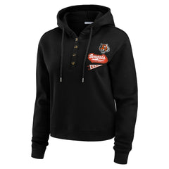 Cincinnati Bengals WEAR by Erin Andrews Women's Waffle-Knit Pullover Hoodie - Black - NFL