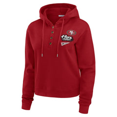 San Francisco 49ers WEAR by Erin Andrews Women's Waffle-Knit Pullover Hoodie - Scarlet - NFL