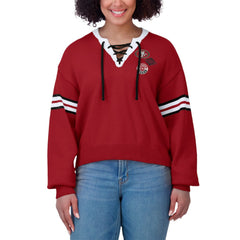 San Francisco 49ers WEAR by Erin Andrews Women's Lace-Up Sweater - Scarlet - NFL