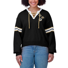New Orleans Saints WEAR by Erin Andrews Women's Lace-Up Sweater - Black - NFL