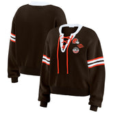 Cleveland Browns WEAR by Erin Andrews Women's Lace-Up Sweater - Brown - NFL