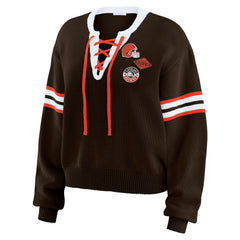 Cleveland Browns WEAR by Erin Andrews Women's Lace-Up Sweater - Brown - NFL
