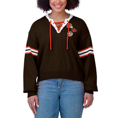 Cleveland Browns WEAR by Erin Andrews Women's Lace-Up Sweater - Brown - NFL