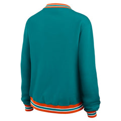 Miami Dolphins WEAR by Erin Andrews Women's Oversized Long Sleeve V-Neck Sweatshirt - Aqua - NFL