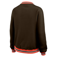Cleveland Browns WEAR by Erin Andrews Women's Oversized Long Sleeve V-Neck Sweatshirt - Brown - NFL
