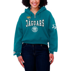 Jacksonville Jaguars WEAR by Erin Andrews Women's Patch Quarter-Zip Pullover Hoodie - Teal - NFL