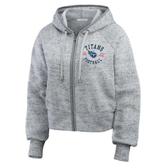 Tennessee Titans WEAR by Erin Andrews Women's Speckled Fleece Cropped Full-Zip Hoodie - Heather Gray - NFL