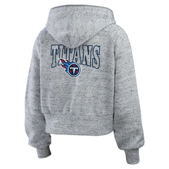 Tennessee Titans WEAR by Erin Andrews Women's Speckled Fleece Cropped Full-Zip Hoodie - Heather Gray - NFL