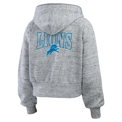 Detroit Lions WEAR by Erin Andrews Women's Speckled Fleece Cropped Full-Zip Hoodie - Heather Gray - NFL