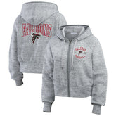 Atlanta Falcons WEAR by Erin Andrews Women's Speckled Fleece Cropped Full-Zip Hoodie - Heather Gray - NFL