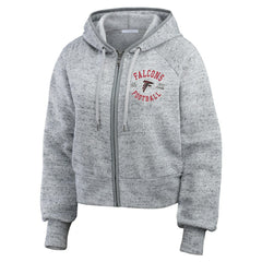 Atlanta Falcons WEAR by Erin Andrews Women's Speckled Fleece Cropped Full-Zip Hoodie - Heather Gray - NFL