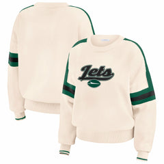 New York Jets WEAR by Erin Andrews Women's Stripe Pullover Sweater - Cream - NFL