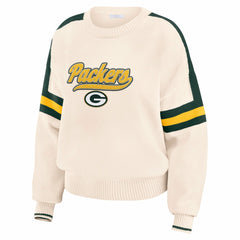 Green Bay Packers WEAR by Erin Andrews Women's Stripe Pullover Sweater - Cream - NFL