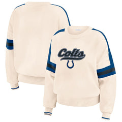 Indianapolis Colts WEAR by Erin Andrews Women's Stripe Pullover Sweater - Cream - NFL