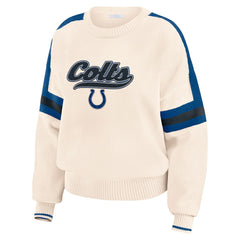 Indianapolis Colts WEAR by Erin Andrews Women's Stripe Pullover Sweater - Cream - NFL