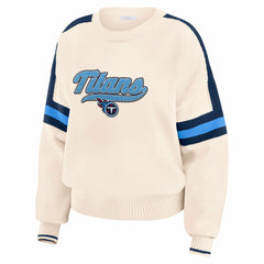Tennessee Titans WEAR by Erin Andrews Women's Stripe Pullover Sweater - Cream - NFL