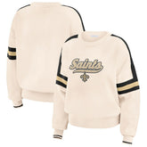 New Orleans Saints WEAR by Erin Andrews Women's Stripe Pullover Sweater - Cream - NFL