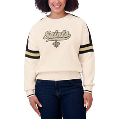 New Orleans Saints WEAR by Erin Andrews Women's Stripe Pullover Sweater - Cream - NFL
