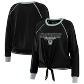 Las Vegas Raiders WEAR by Erin Andrews Women's Tie-Front Long Sleeve T-Shirt - Black - NFL