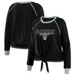 Las Vegas Raiders WEAR by Erin Andrews Women's Tie-Front Long Sleeve T-Shirt - Black - NFL