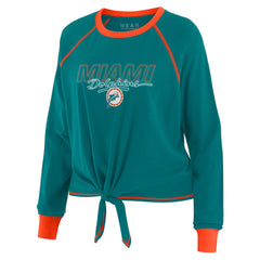 Miami Dolphins WEAR by Erin Andrews Women's Tie-Front Long Sleeve T-Shirt - Aqua - NFL