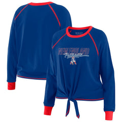 New England Patriots WEAR by Erin Andrews Women's Tie-Front Long Sleeve T-Shirt - Royal - NFL