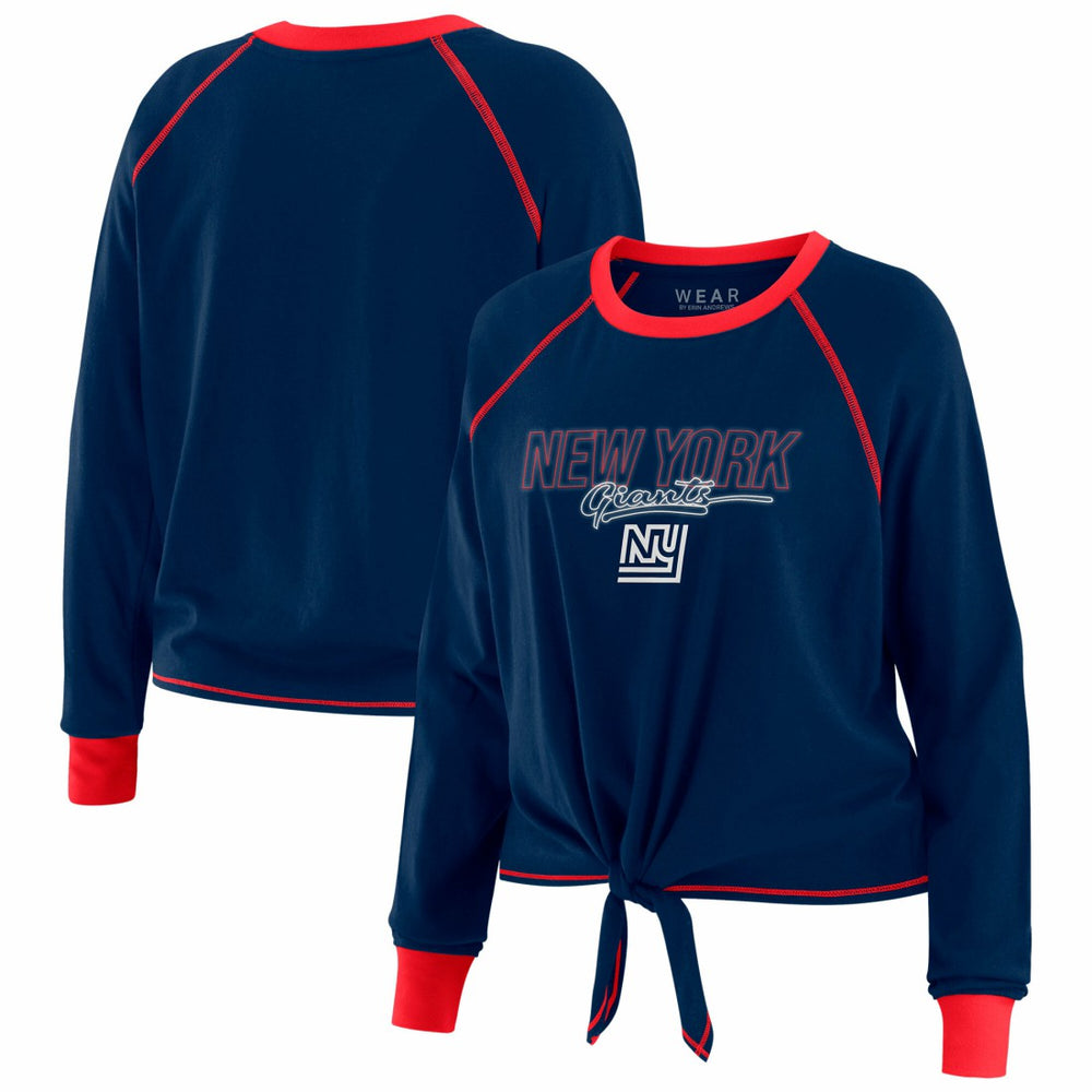 New York Giants WEAR by Erin Andrews Women's Tie-Front Long Sleeve T-Shirt - Royal - NFL
