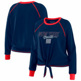New York Giants WEAR by Erin Andrews Women's Tie-Front Long Sleeve T-Shirt - Royal - NFL
