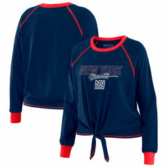 New York Giants WEAR by Erin Andrews Women's Tie-Front Long Sleeve T-Shirt - Royal - NFL