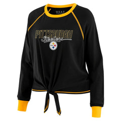 Pittsburgh Steelers WEAR by Erin Andrews Women's Tie-Front Long Sleeve T-Shirt - Black - NFL