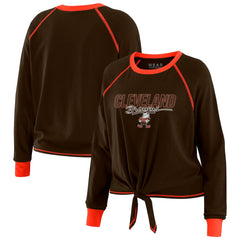 Cleveland Browns WEAR by Erin Andrews Women's Tie-Front Long Sleeve T-Shirt - Brown - NFL
