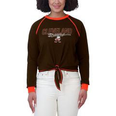 Cleveland Browns WEAR by Erin Andrews Women's Tie-Front Long Sleeve T-Shirt - Brown - NFL