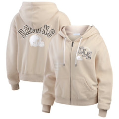 Cleveland Browns WEAR by Erin Andrews Women's Tonal Full-Zip Hoodie - Oatmeal - NFL