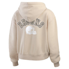 Cleveland Browns WEAR by Erin Andrews Women's Tonal Full-Zip Hoodie - Oatmeal - NFL