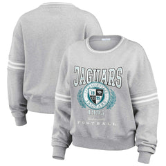 Jacksonville Jaguars WEAR by Erin Andrews Women's Cropped Pullover Sweatshirt - Heather Gray - NFL