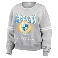 Los Angeles Chargers WEAR by Erin Andrews Women's Cropped Pullover Sweatshirt - Heather Gray - NFL