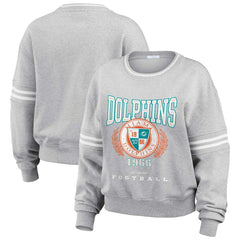 Miami Dolphins WEAR by Erin Andrews Women's Cropped Pullover Sweatshirt - Heather Gray - NFL