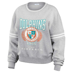 Miami Dolphins WEAR by Erin Andrews Women's Cropped Pullover Sweatshirt - Heather Gray - NFL