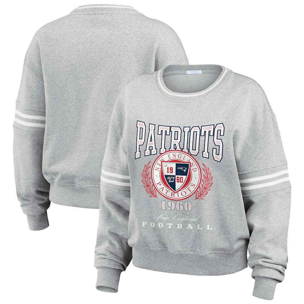 New England Patriots WEAR by Erin Andrews Women's Pullover Sweatshirt - Heather Gray - NFL