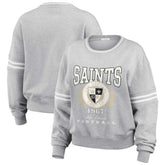 New Orleans Saints WEAR by Erin Andrews Women's Cropped Pullover Sweatshirt - Heather Gray - NFL