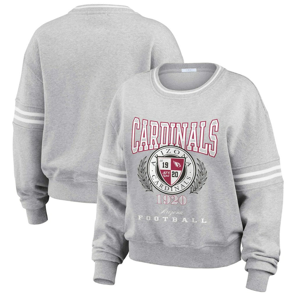 Arizona Cardinals WEAR by Erin Andrews Women's Cropped Pullover Sweatshirt - Heather Gray - NFL