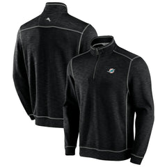 Miami Dolphins Big & Tall Tobago Bay Half-Zip Sweatshirt - Black - Tommy Bahama