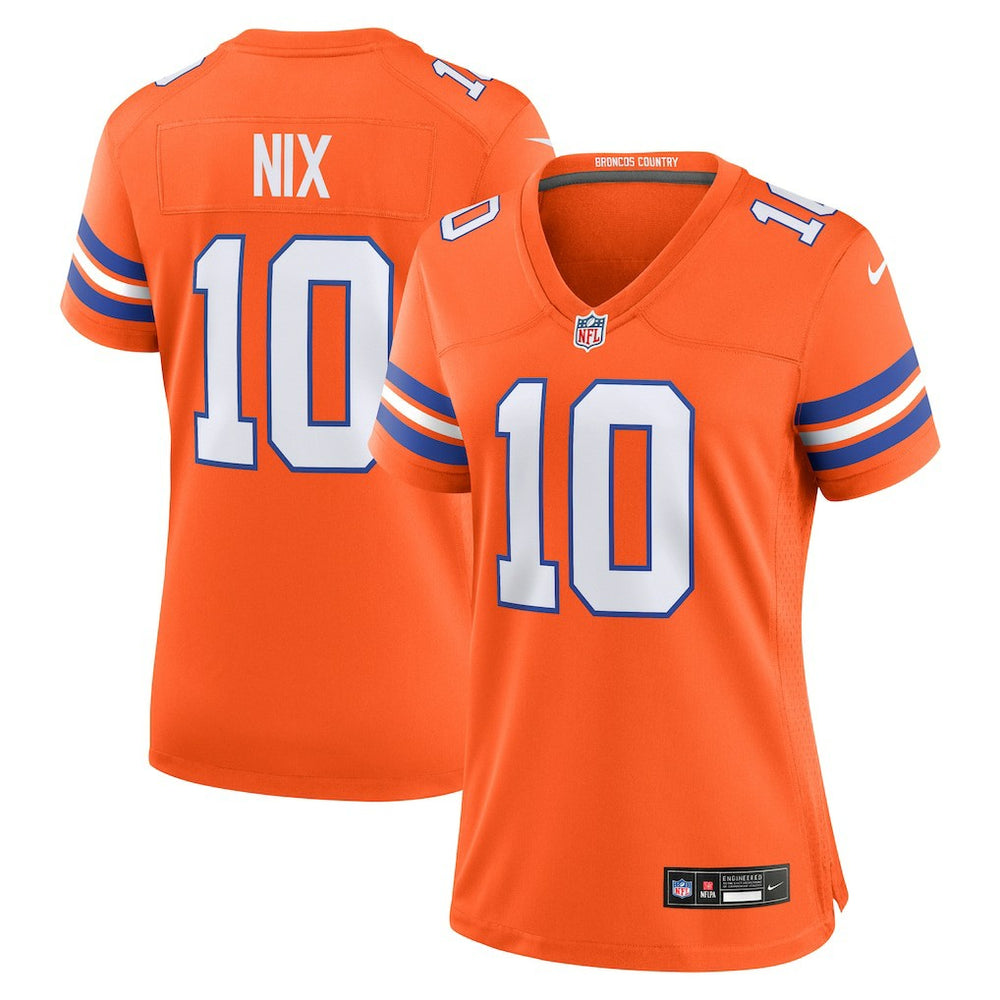 Bo Nix Denver Broncos Women's Mile High Collection 1977 Throwback Player Game Jersey - Orange - Nike