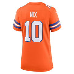 Bo Nix Denver Broncos Women's Mile High Collection 1977 Throwback Player Game Jersey - Orange - Nike